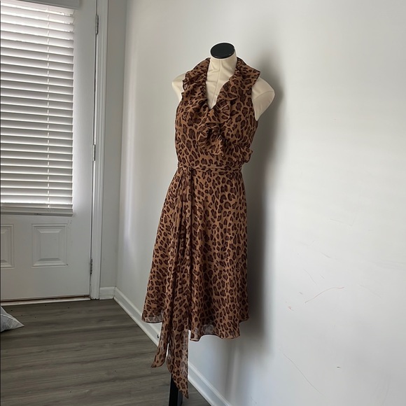 Lauren Ralph Lauren Brown Black Halter Midi Sundress - Picture 1 of 4